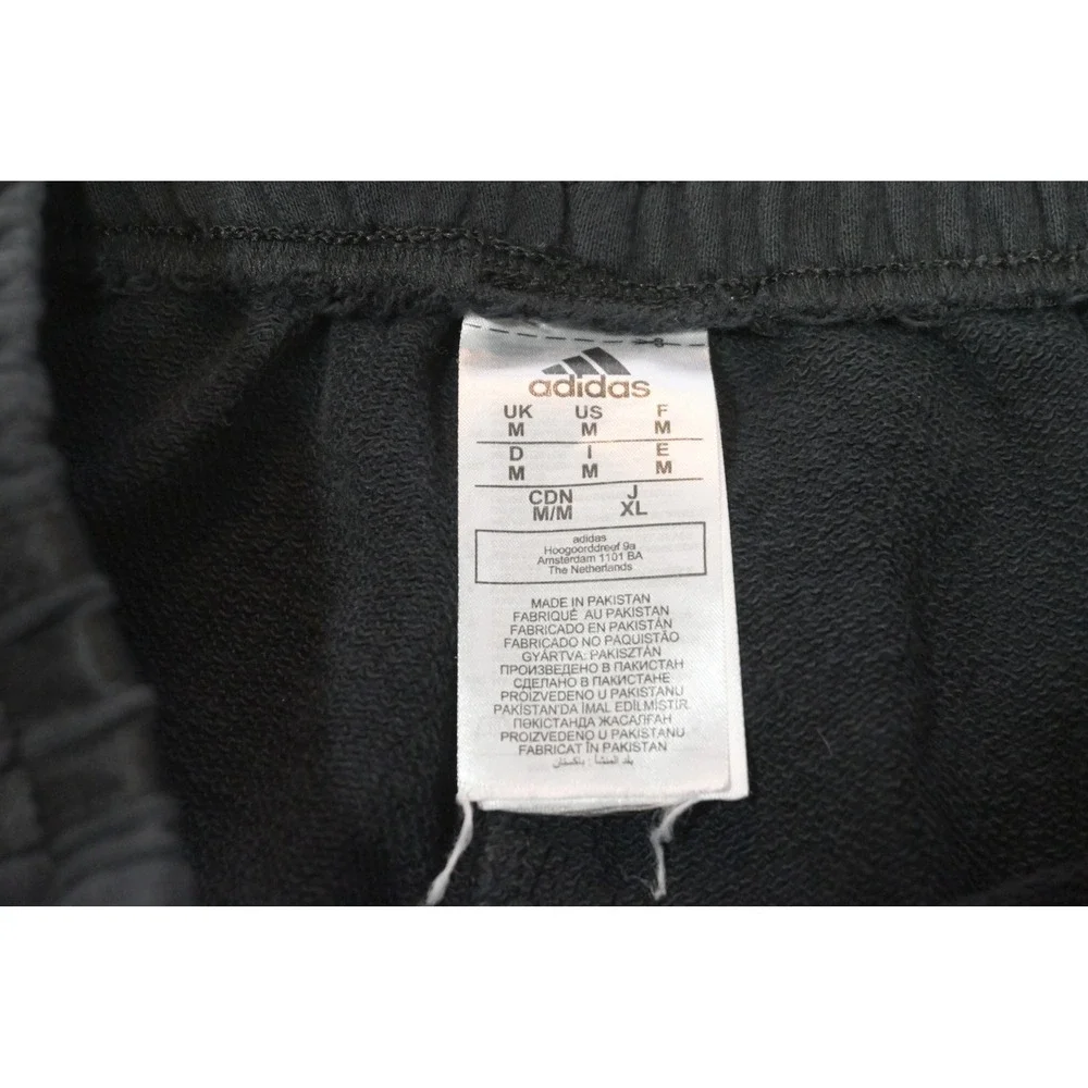 Adidas Joggers Mens Medium Black 3-Stripe Tapered Cuffed Sweatpants‎ Excellent